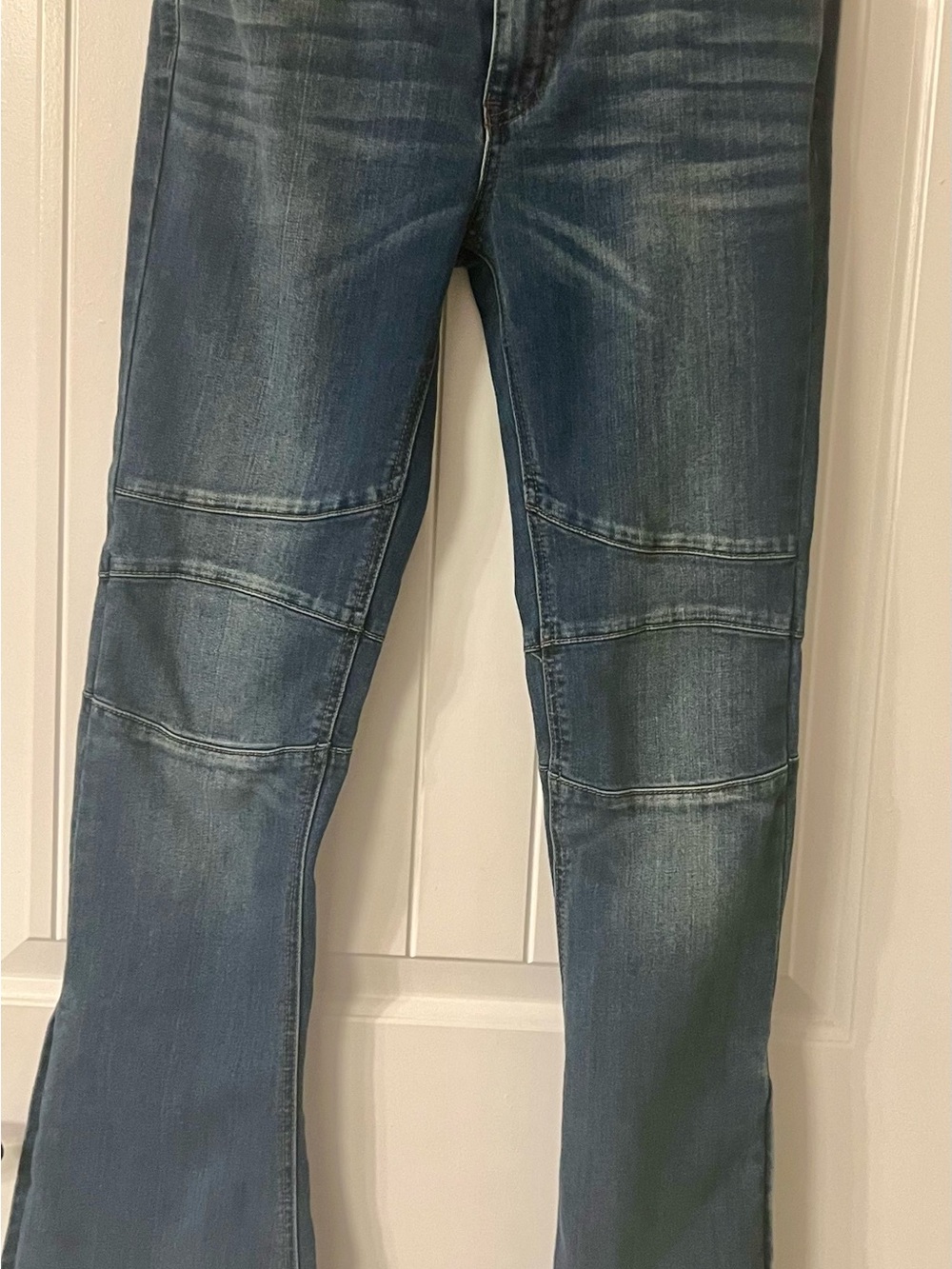 Free People Dark Blue Paneled Flare Jeans